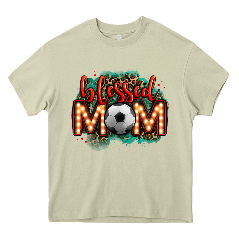 Blessed Soccer Mom Lightbulb Letters Heavy Core Tee by OliviaCreatesArt | Teevron