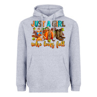 Heather Grey Just a girl who loves Fall Heavyweight Hoodie - RanaPortraitStore