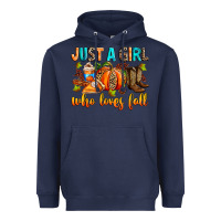 Navy Just a girl who loves Fall Heavyweight Hoodie - RanaPortraitStore