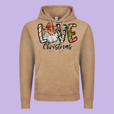 Love Christmas Santa Vintage Hoodie Designed By Cowhidedigitalart