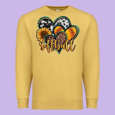 Softball Hearts Premium Sweatshirt Designed By Jasminsmagicworld