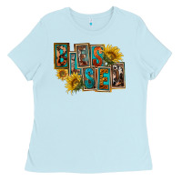 Baby Blue Western Blessed Ladies Tee - FaDigitalArtStudio