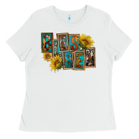 White Western Blessed Ladies Tee - FaDigitalArtStudio