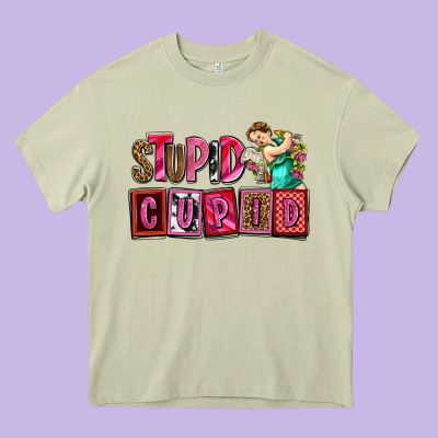 Stupid Cupid With Cupid Olivia Heavy Core Tee Designed By Oliviacreatesart