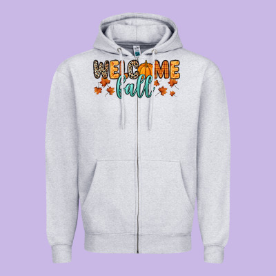 Welcome Fall Zipper Hoodie Designed By Ranaportraitstore
