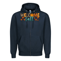 Navy Welcome Fall Zipper Hoodie - RanaPortraitStore