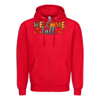 Red Welcome Fall Zipper Hoodie - RanaPortraitStore