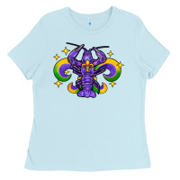Baby Blue mardi gras crawfish 2 Ladies Tee - FaDigitalArtStudio
