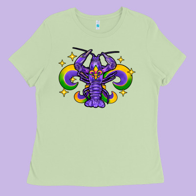 Mardi Gras Crawfish 2 Ladies Tee Designed By Fadigitalartstudio