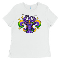 White mardi gras crawfish 2 Ladies Tee - FaDigitalArtStudio