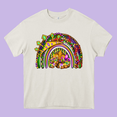Mardi Gras Rainbow Heavy Core Tee Designed By Oliviacreatesart