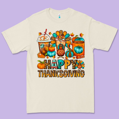 Happy Thanksgiving Coffee Cups Premium Tee Designed By Fadigitalartstudio
