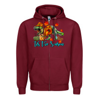 Burgundy T- Rex Tis The Season Zipper Hoodie - RanaPortraitStore