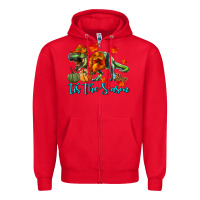 Red T- Rex Tis The Season Zipper Hoodie - RanaPortraitStore
