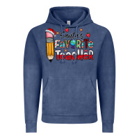 Vintage Denim Santa Favorite Teacher Vintage Hoodie - CowhideDigitalArt