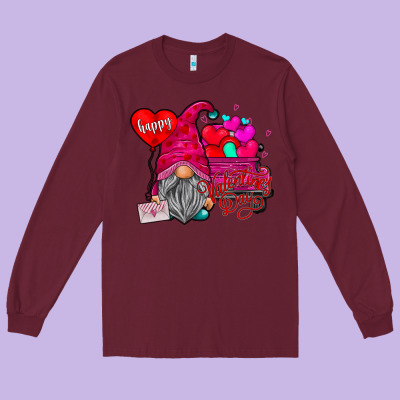 Happy Valentine's Day Long Sleeve Tee Designed By Cowhidedigitalart