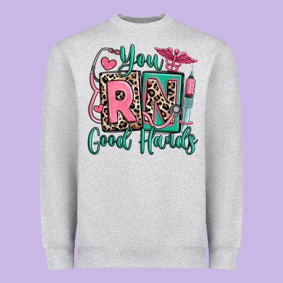 You Rn Good Hands Registered Nurse Heavyweight Sweatshirt Designed By Ranaportraitstore