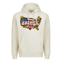 Oatmeal Heather usa map Premium Hoodie - Artiststas