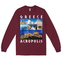 Burgundy greece acropolis famous sights gallery traveler souvenir t shirt Long Sleeve Tee - baoMotion