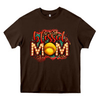 Chocolate Brown blessed softball mom lightbulb letters Heavy Core Tee - OliviaCreatesArt