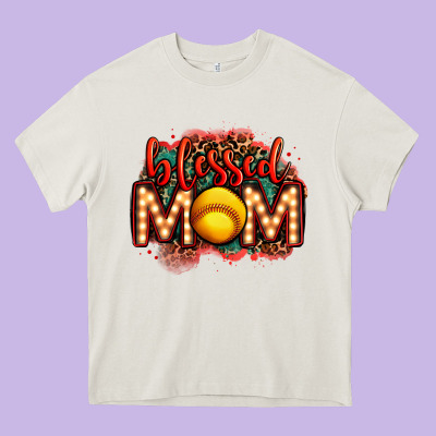Blessed Softball Mom Lightbulb Letters Heavy Core Tee Designed By Oliviacreatesart