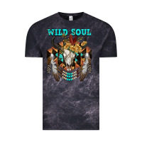 Cloud Black Wild Soul Bull Skull Vintage Tee - FaDigitalArtStudio