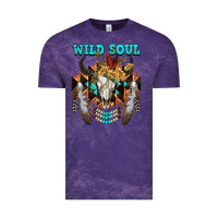 Cloud Purple Wild Soul Bull Skull Vintage Tee - FaDigitalArtStudio