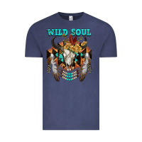 Vintage Denim Wild Soul Bull Skull Vintage Tee - FaDigitalArtStudio