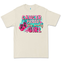 Cancer Picked The Wrong Girl Breast Cancer Premium Tee | Teevron