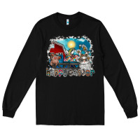 Black Happy Easter Long Sleeve Tee - CowhideDigitalArt