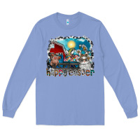 Colony Blue Happy Easter Long Sleeve Tee - CowhideDigitalArt