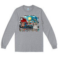 Heather Grey Happy Easter Long Sleeve Tee - CowhideDigitalArt