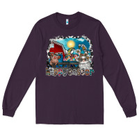 Plum Happy Easter Long Sleeve Tee - CowhideDigitalArt