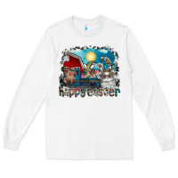 White Happy Easter Long Sleeve Tee - CowhideDigitalArt