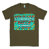 Army Green summer time glitter pineable Classic Tee - CowCowDesign