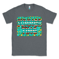 Charcoal Heather summer time glitter pineable Classic Tee - CowCowDesign