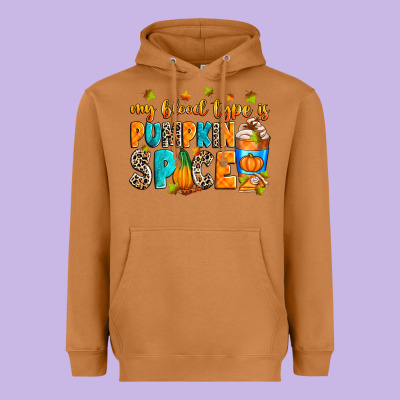 My Blood Type Is Pumpkin Spice Heavyweight Hoodie Designed By Ranaportraitstore
