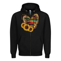 Black Sunflower Fall Heart Zipper Hoodie - RanaPortraitStore