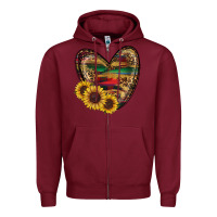 Burgundy Sunflower Fall Heart Zipper Hoodie - RanaPortraitStore
