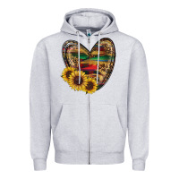 Heather Grey Sunflower Fall Heart Zipper Hoodie - RanaPortraitStore