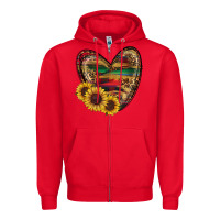 Red Sunflower Fall Heart Zipper Hoodie - RanaPortraitStore