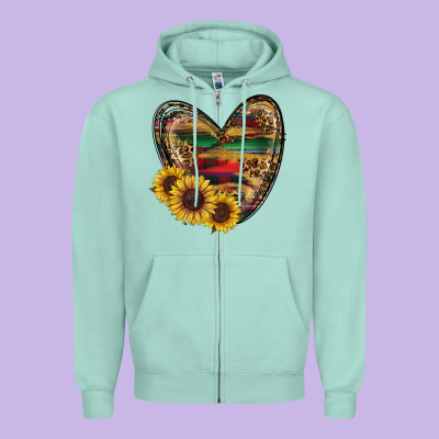 Sunflower Fall Heart Zipper Hoodie Designed By Ranaportraitstore