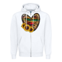 White Sunflower Fall Heart Zipper Hoodie - RanaPortraitStore