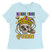 Baby Blue skull mardi gras queen Ladies Tee - FaDigitalArtStudio