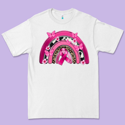 Breast Cancer Rainbow Premium Tee Designed By Fadigitalartstudio