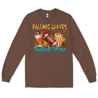 Chestnut Falling Leaves Football Please Long Sleeve Tee - CowhideDigitalArt