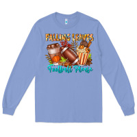 Colony Blue Falling Leaves Football Please Long Sleeve Tee - CowhideDigitalArt