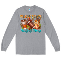 Heather Grey Falling Leaves Football Please Long Sleeve Tee - CowhideDigitalArt