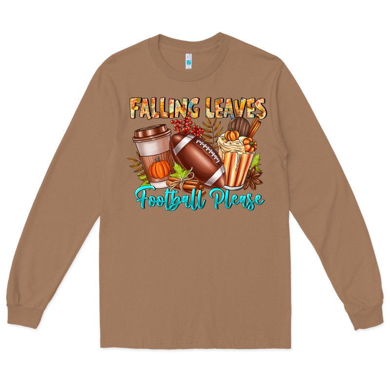 Falling Leaves Football Please Long Sleeve Tee by CowhideDigitalArt | Teevron