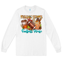 White Falling Leaves Football Please Long Sleeve Tee - CowhideDigitalArt
